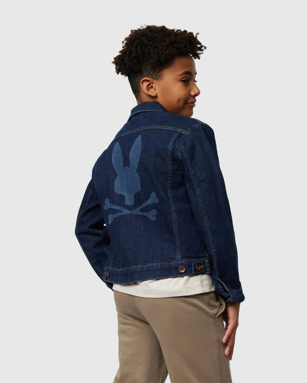 Polos Psycho Bunny Pathe Denim Jacket Bleu Foncé Enfant | YYI-62569302